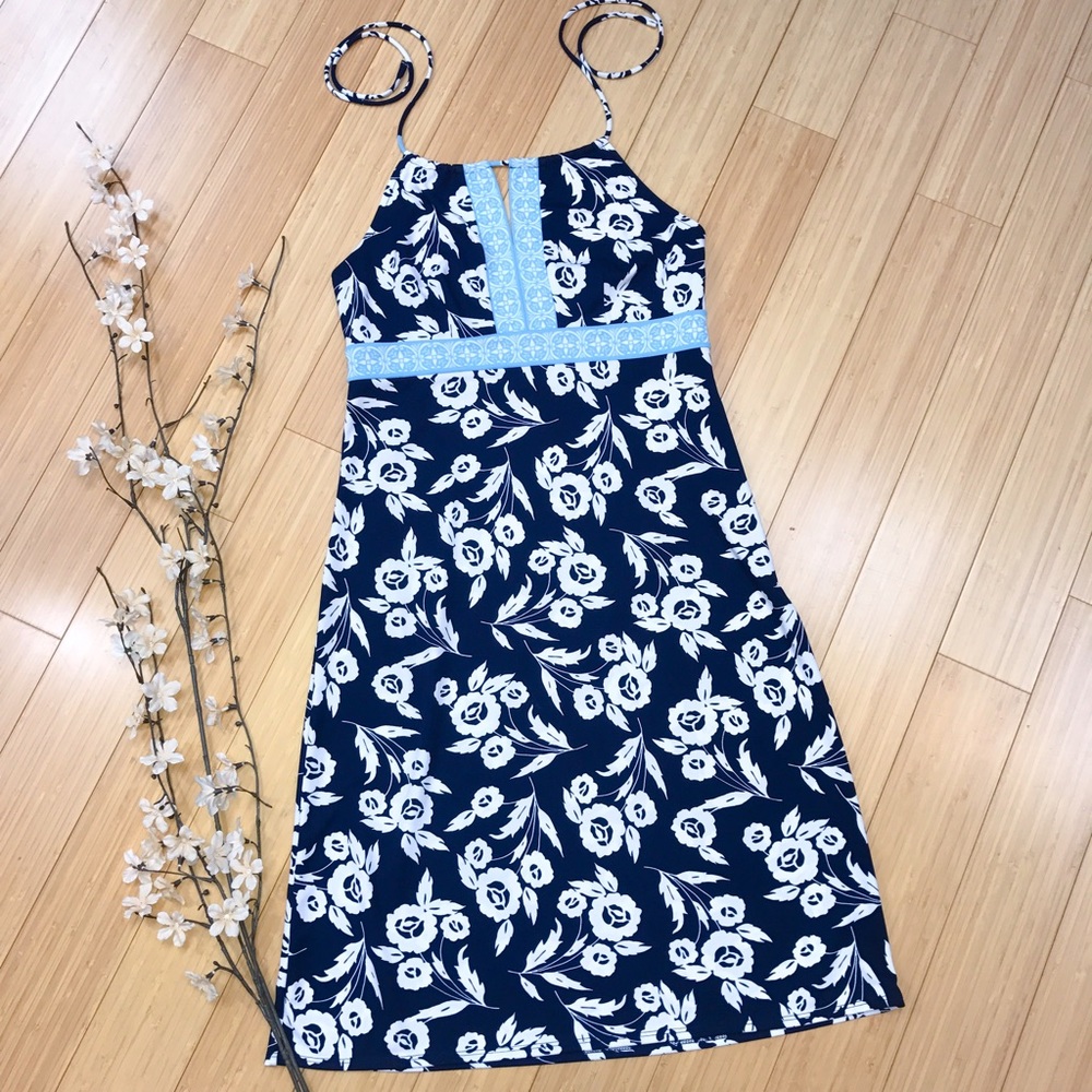 LOFT blue floral dress, 8p.